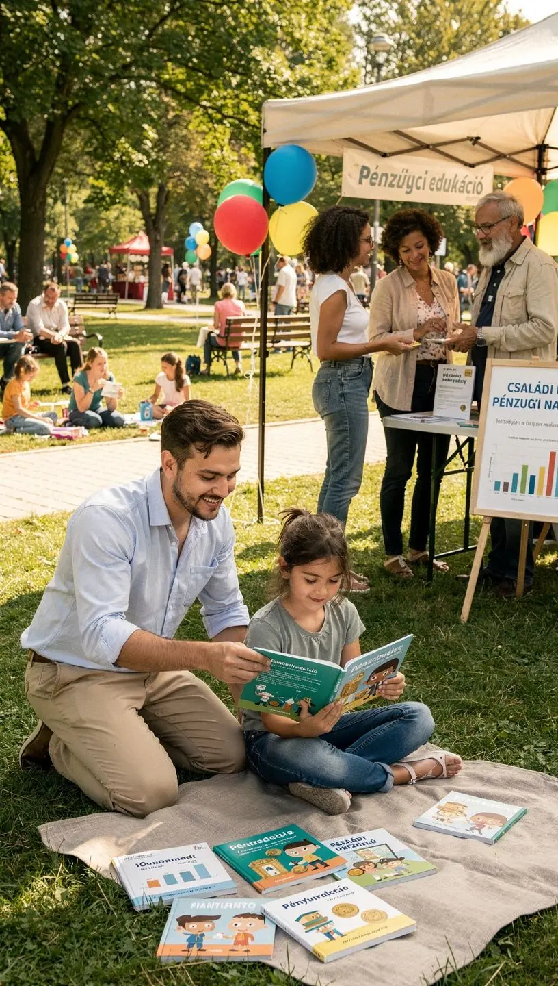 Személyes pénzügyi tippek és könyvcsomagok bemutatása helyi könyvtári együttműködésben.