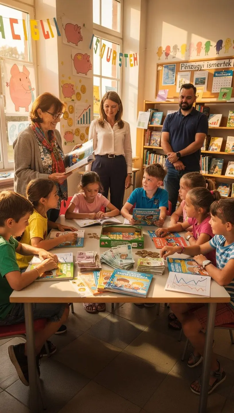 Hasznos tanácsokkal teli pénzügyi könyvek sorakoznak egy polcon a könyvtárban.